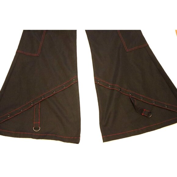 NWT Killstar Carpe Noctem Black Wide-Leg Pants Suspender Red Stitching Cyberpunk - Picture 5 of 10
